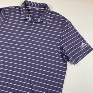 Adidas Polo Shirt Men's Large Preppy Striped Soft‎ Stretch Comfort Golf Athletic